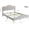 Beige/Pink/Gray Upholstered LED Bed Frame with Adjustable Headboard, Velvet Princess Platform Bed for Girls with Wooden Slat Support, Easy Assembly - 2 of 4