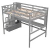 NicBex Full Size Loft Bed with Desk Pine Bed Frame with Shelves, Storage Stairs and Full Length Guardrail, No Box Spring Required - 4 of 4