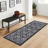 Modern Rugs Floral Print Mat Non-Slip Boho Low Pile Non-Shedding Carpet, 2' x 8' Black Gray - 2 of 4