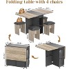 Hooseng Folding Dining Room Table and Chairs Set for 4, Modern Kitchen Table Set with 4 Leather Chairs and Shelves for Small Spaces, Apartment - 3 of 4