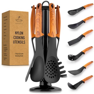 Non Stick Nylon Kitchen Utensil Set With Rotating Stand (7-piece)