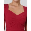 Hobemty Women's Vintage Sweetheart Neck Puff Short Sleeve Midi Pencil Dress - 4 of 4