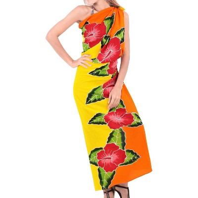 LA LEELA Women's Summer Bikini Wrap Sarong Cover up Skirt Bathing suit Swimwear Swimsuit Beach Wraps Coverup for Women One Size Yellow, Floral