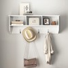 Vynxaria White Entryway Wall Mounted Coat Rack with 4 Dual Hooks Living Room Wooden Storage Shelf - 3 of 4