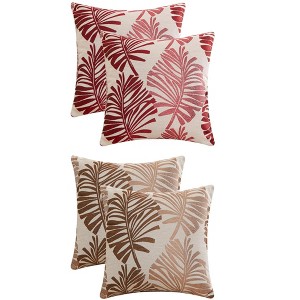REGALWOVEN 4 Pcs Palm Leaf Pattern Decorative Throw Pillow Covers for Farmhouse Home Sofa Couch Bed - 1 of 4