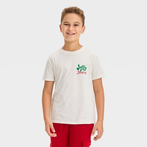 Boys' Short Sleeve Timeless 'joyful & Jolly' Graphic T-shirt - Cat