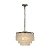 ALOADECOR Unique/Statement Coastal Natural Capiz Shell Round Tiered Chandelier - 3 of 4