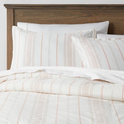 Full/Queen Reversible Printed Family-Friendly Comforter & Sham Set Warm Stripe - Threshold™