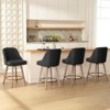 Bekrvio 26'' Counter Height Swivel Bar Stools Set of 4 —Backs and Wood Legs,Linen Fabric/PU Leather Upholstered Barstools for Kitchen Island - 2 of 4
