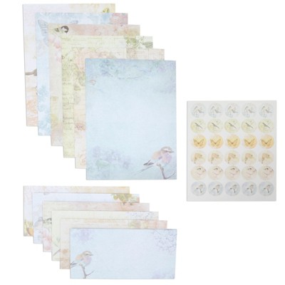 Paper Junkie 60 Pack Vintage Floral Stationery Paper and Envelopes Set