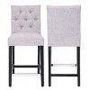 WestinTrends 24" Linen Fabric Tufted Counter Stool (Set of 2) - 3 of 4