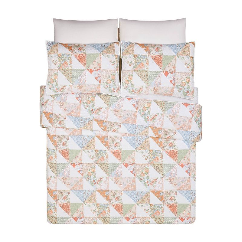 3pc Coventry Quilt Bedding Set White/Peach Orange - Modern Heirloom , 4 of 8