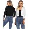 Women’s 3/4 Sleeve Cropped Cardigan Sweaters Open Front Knit Short Bolero Shrugs - 4 of 4