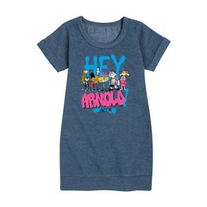 - Hey Arnold! - Arnold Spray Paint 96 Graphic Short Sleeve Fleece Dress - 1 of 4