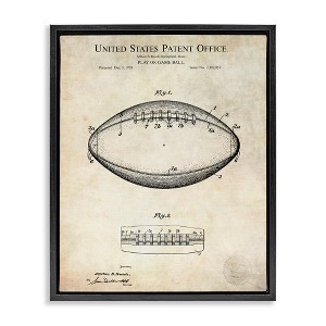 Stupell Industries American Football Sports Blueprint Floating Frame Canvas Art, Black, 17" x 21" - 1 of 4