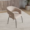 LeisureMod Dining Chair Upholstered in Leather with Open Curved Backrest and Iron Legs Gavin Collection Set of 4 - 3 of 4