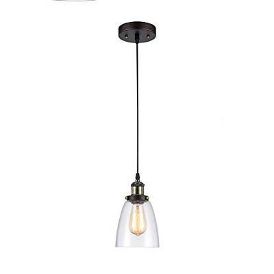 Chloe Lighting Manette Industrial-Style 1 Light Rubbed Bronze Ceiling Mini Pendant 6" Shade