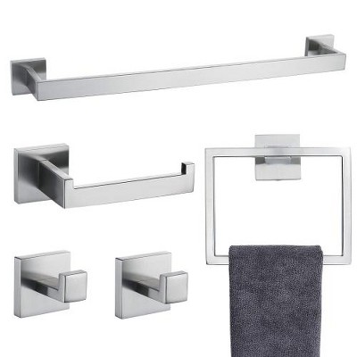 JUJABU 5-Piece Stainless Steel Wall-Mounted Bathroom Accessory Set