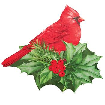 Collections Etc Cardinal Shaped Holiday Floor Mat with Skid Resistant Backing 18X30
