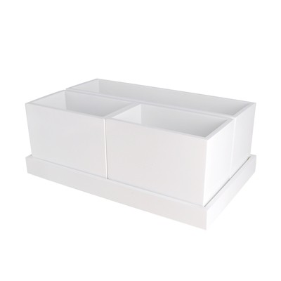 11.25"X6.875"X4.25" Modular Vanity Organizer with Magnetic Strip White - Threshold™