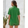 Womens Summer Pajama Sets Front Button Down Short Sleeve Shirts with Shorts Floral Summer Resorts Outfits Casual Co-ord Sets,Green(Solid) - M - 4 of 4