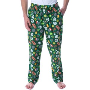 Star Wars Mens' Holly Jolly Helmet Toss Print Lounge Pajama Pants Green - 1 of 4