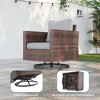 Sonkuki Outdoor 6-Piece Wicker Patio Conversation Set with 2 Rattan Swivel Rocking Chairs, Side Table, Ottoman and Navy Blue Cushion - 4 of 4