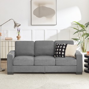 MAYEERTY 83.86 inch Modern Snowfleece Fabric Sofa with 3 Seater for Living Room Bedroom Office Gray - 1 of 4