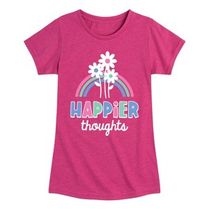 Girls' - Instant Message - Happier Thoughts Fitted Short Sleeve Graphic T-Shirt - 1 of 4