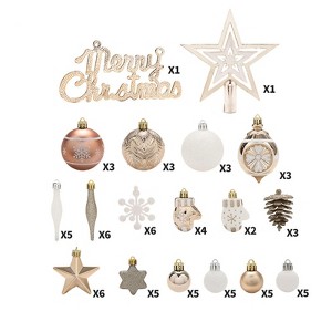 70 Pcs Christmas Tree Ornaments - Shatterproof Plastic Hanging Baubles Tree Ball Set for Christmas Party & Holiday Decoration - 1 of 4