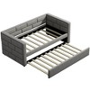 NicBex Twin Size Metal Daybed, Modern Sofa Bed Frame with Adjustable Trundle and LED for Bedroom, Living Room - 3 of 4