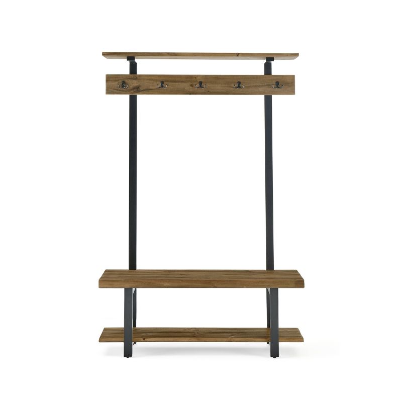 Pomona Entryway Hall Tree with Bench, Shelf and Coat Hooks - Alaterre Furniture, 5 of 10