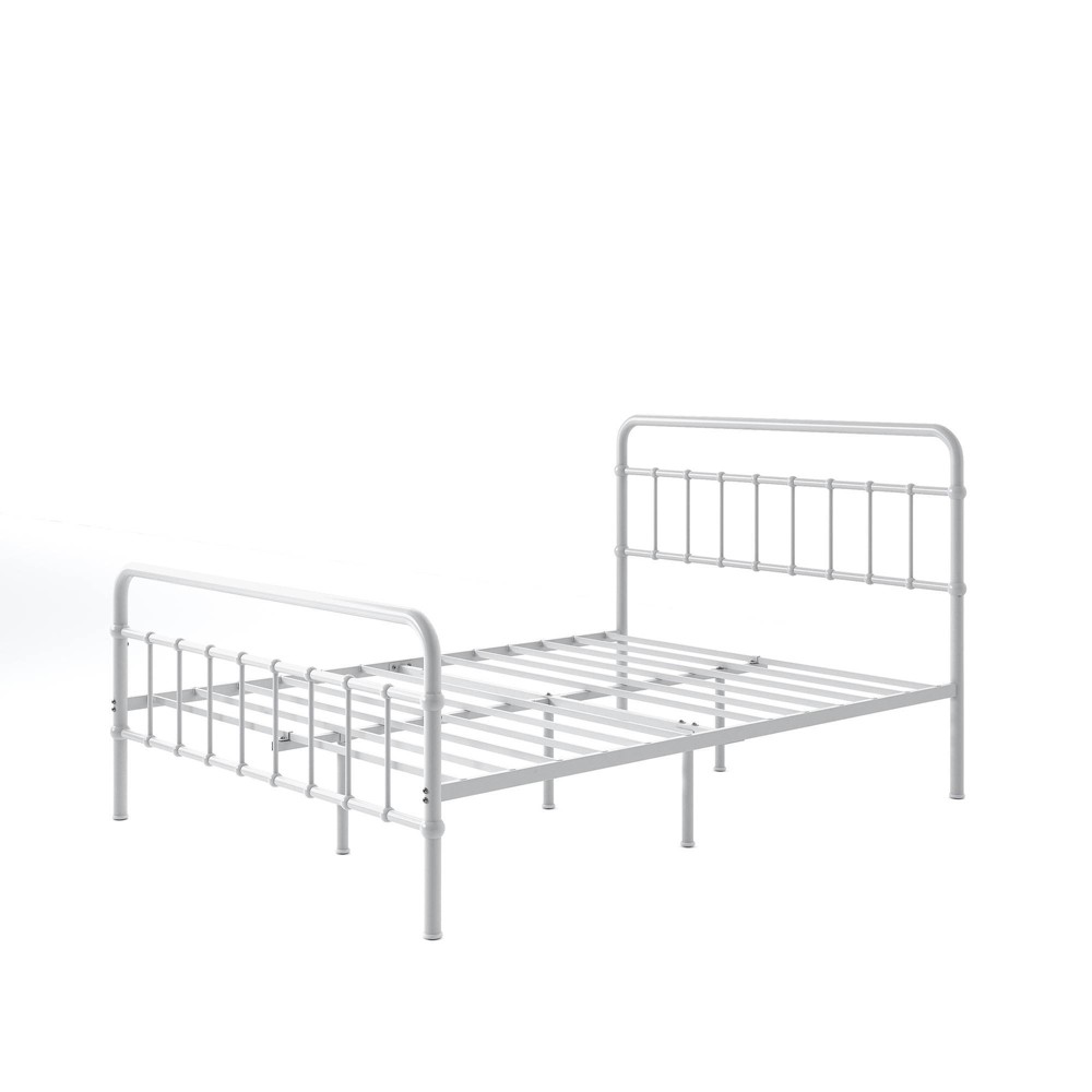 Photos - Bed Zinus King 42" Florence Metal Platform  Frame White - : Steel Construction, Curved Headboard, No Box Spring Needed 