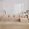 U/L shape Modular Sectional Cloud Couch, Deep Seat Boneless Sofa with Ottoman, Corduroy Fabric No-Assembly Compression Packaged, Beige Sofa - 3 of 4