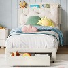 Twin Upholstered Bed Frame with Storage Drawers and Bookcase Headboard, Velvet Platform Bed for Kids/Girls/Boys - 4 of 4