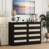 8-Drawer Rattan Dresser for Bedroom, Double Wood Chest of Drawers for Closet, Nightstand, TV Stand, Living Room, Entryway, or Hallway - 3 of 4