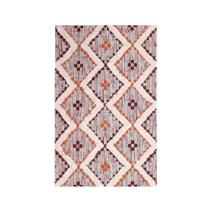 Hand-Tufted Printed Diamond Geometric Cotton-Wool Blend Indoor Area Rug by Blue Nile Mills, 1 of 9