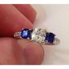 Pompeii3 3.25ct Cushion Diamond & Treated Blue Sapphire Engagement Ring 14k Enhanced - 4 of 4