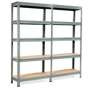 Costway 2PCS 5-Tier Metal Storage Shelves 60''Adjustable Shelves Silver\Gray\ Blue - 1 of 4