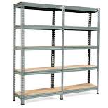 Costway 2PCS 5-Tier Metal Storage Shelves 60''Adjustable Shelves Gray