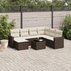 vidaXL 8 Piece Patio Sofa Set with Cushions - Brown and Cream With Table - 2 of 4