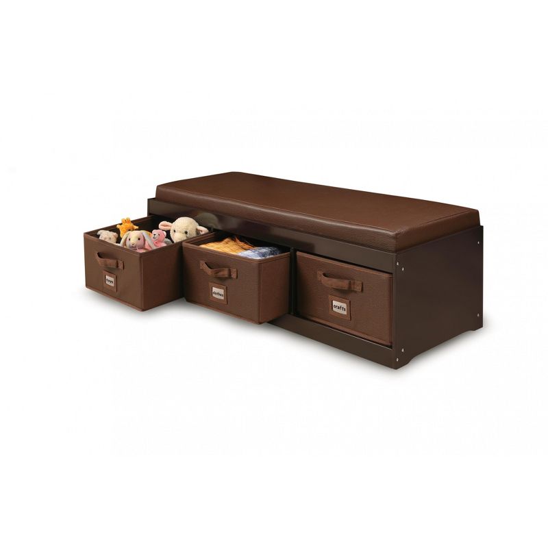 Badger Basket Kid's Storage Bench with Cushion and Three Bins, 3 of 6