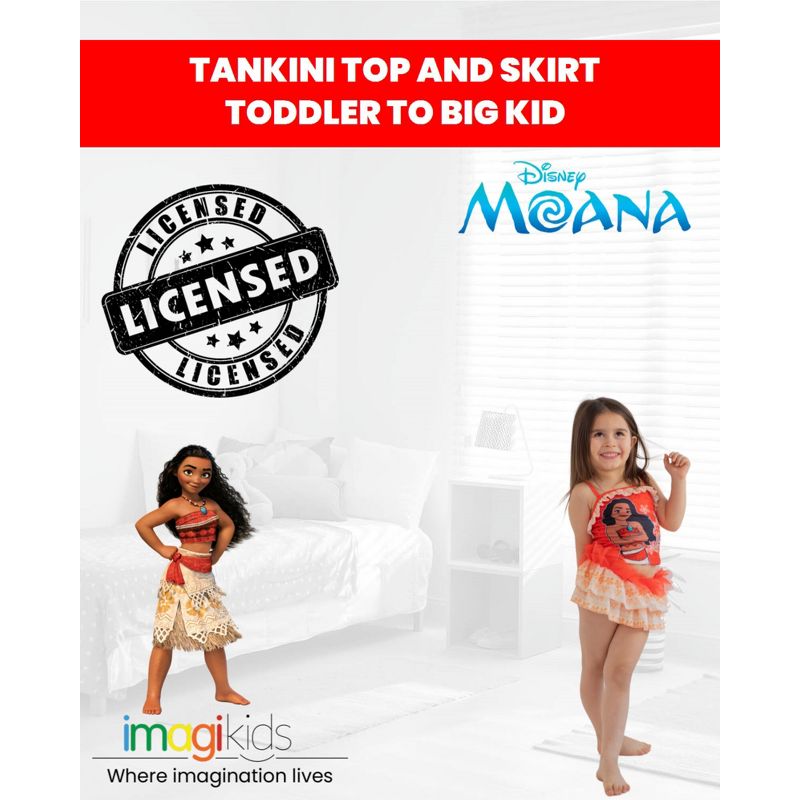 Disney Moana Frozen Princess Girls UPF 50+ Tankini Top and Swim Skirt Little Kid to Big Kid, 2 of 9