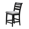 Royal Hampton Counter Height Chairs, Set of 2, Ladder Back, Black Embossed Wood, Gray Fabric - 3 of 4