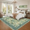 Acekool Washable Area Rug, Non-Slip Floral Botanical Carpet, Soft Low Pile Throw Rug for Living Room Bedroom Kitchen, Stain Resistant - 3 of 4