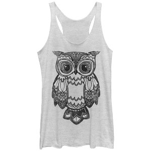Women's Lost Gods Cute Owl Racerback Tank Top - 1 of 3