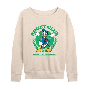Women's - Disney - Donald Duck Bogey Club Lightweight French Terry Wide Neck Long Sleeve Shirt - 1 of 4