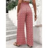 Women's High Waist Polka Dot Wide Leg Pants Elastic Smocked Waist Lounge Trousers - 2 of 4