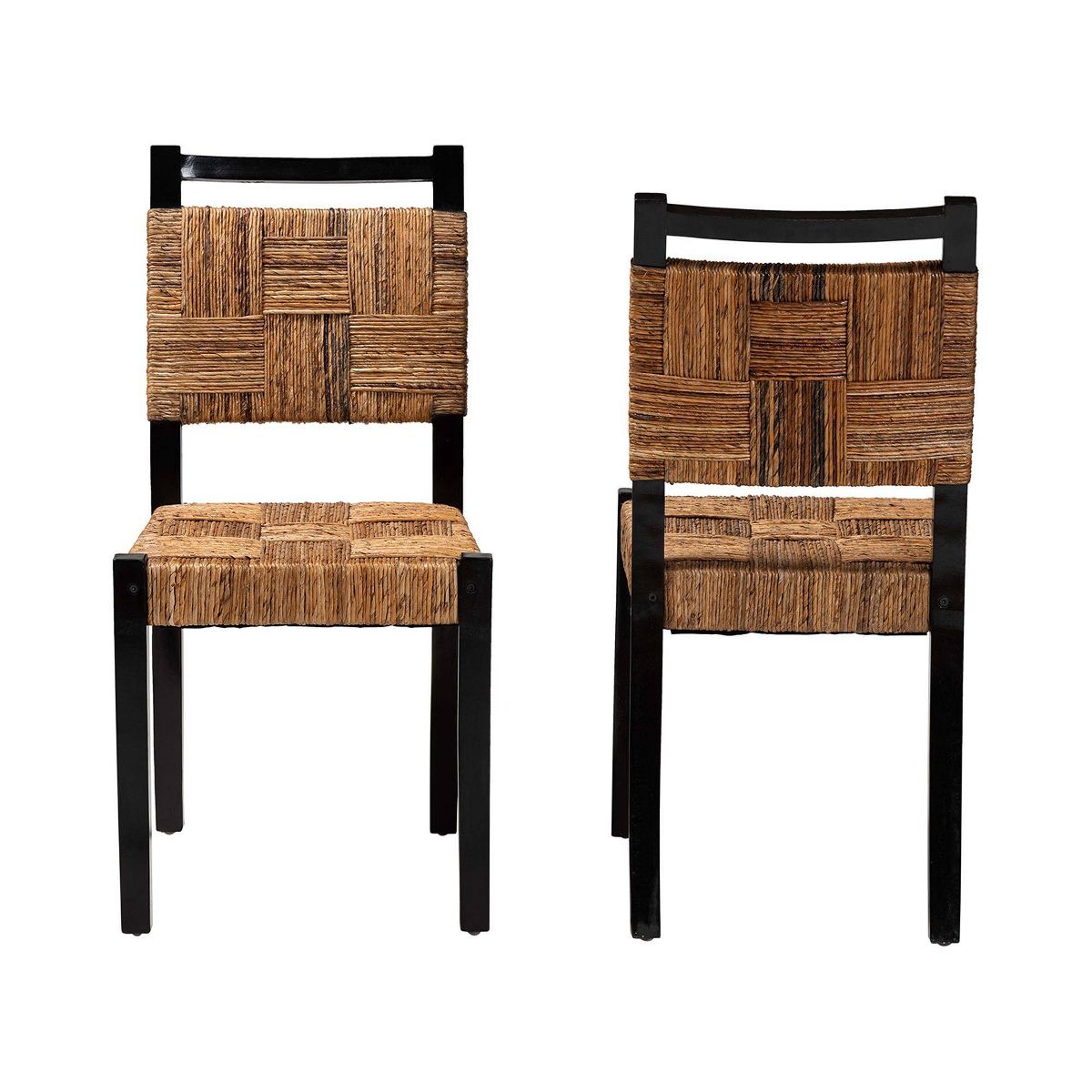 bali & pari Raniya Handwoven Seagrass Set of 2 Dining Chair Natural Brown/Black - thumbnail 6