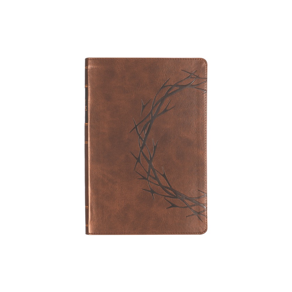 KJV Bible Giant Print Full-Size Faux Leather, Crown of Thorns/Amazing Grace, Brown - (Paperback)